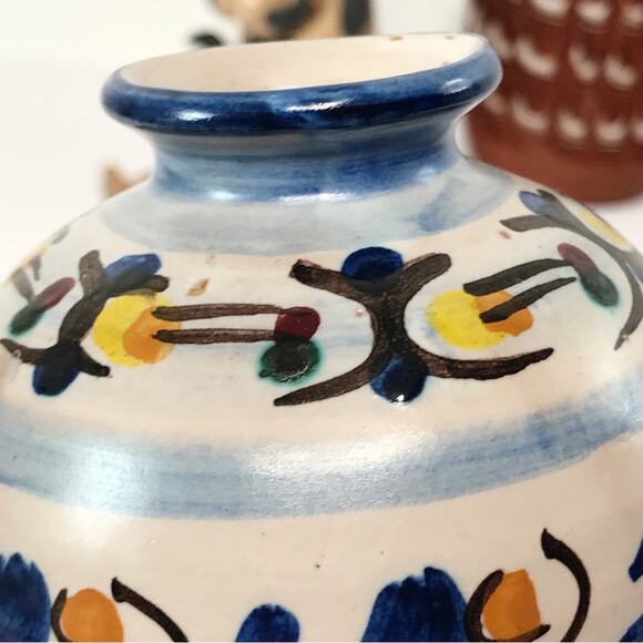 F Buria Caltagirone Sicily Floral Pottery Hand Painted Tonala Stoneware Bud Vase - Picture 9 of 16